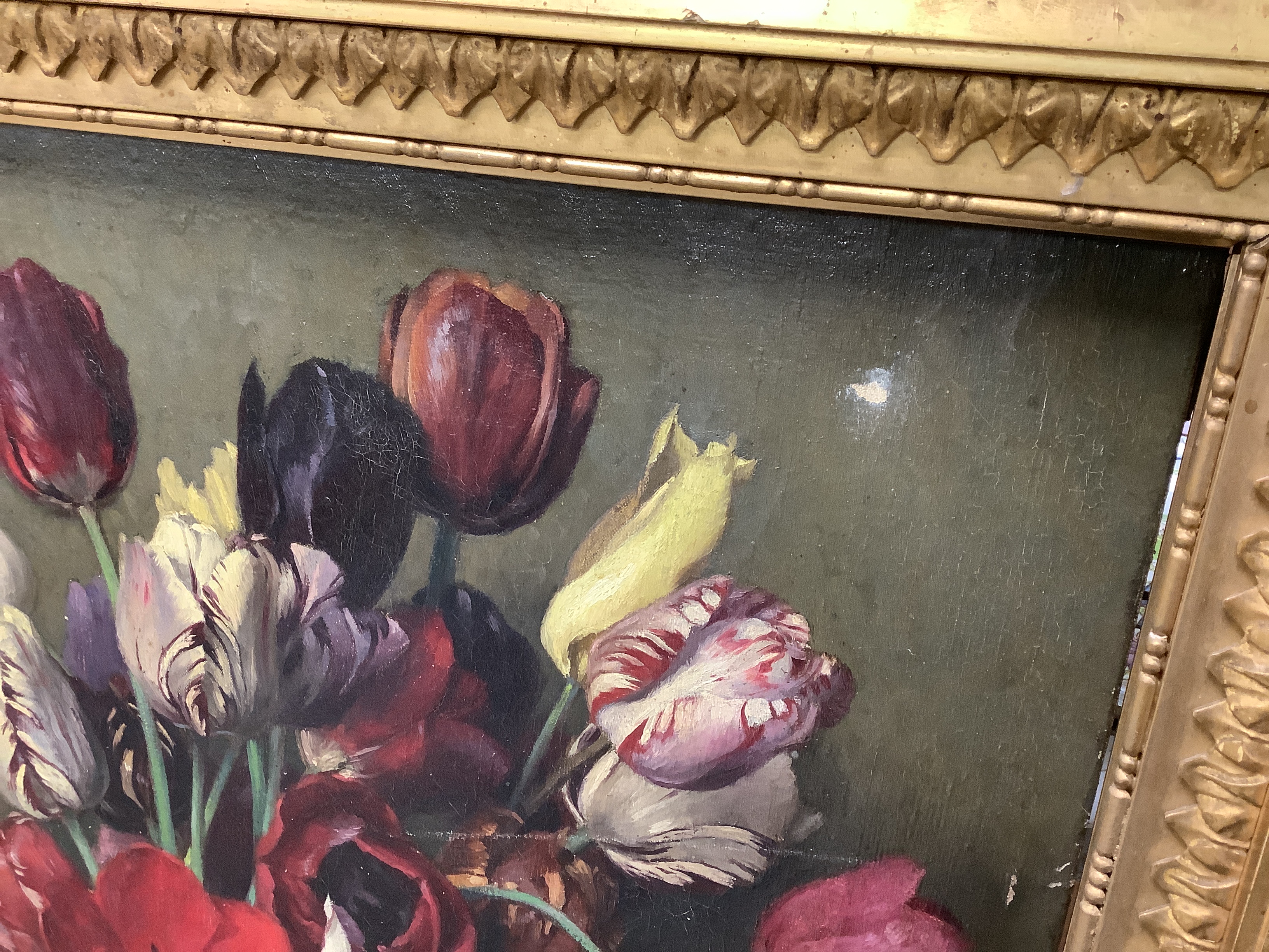 The Hon. Walter John James RBA (1869-1932), oil on canvas, Still life of tulips in a vase, signed and dated June 1931, 59 x 45cm